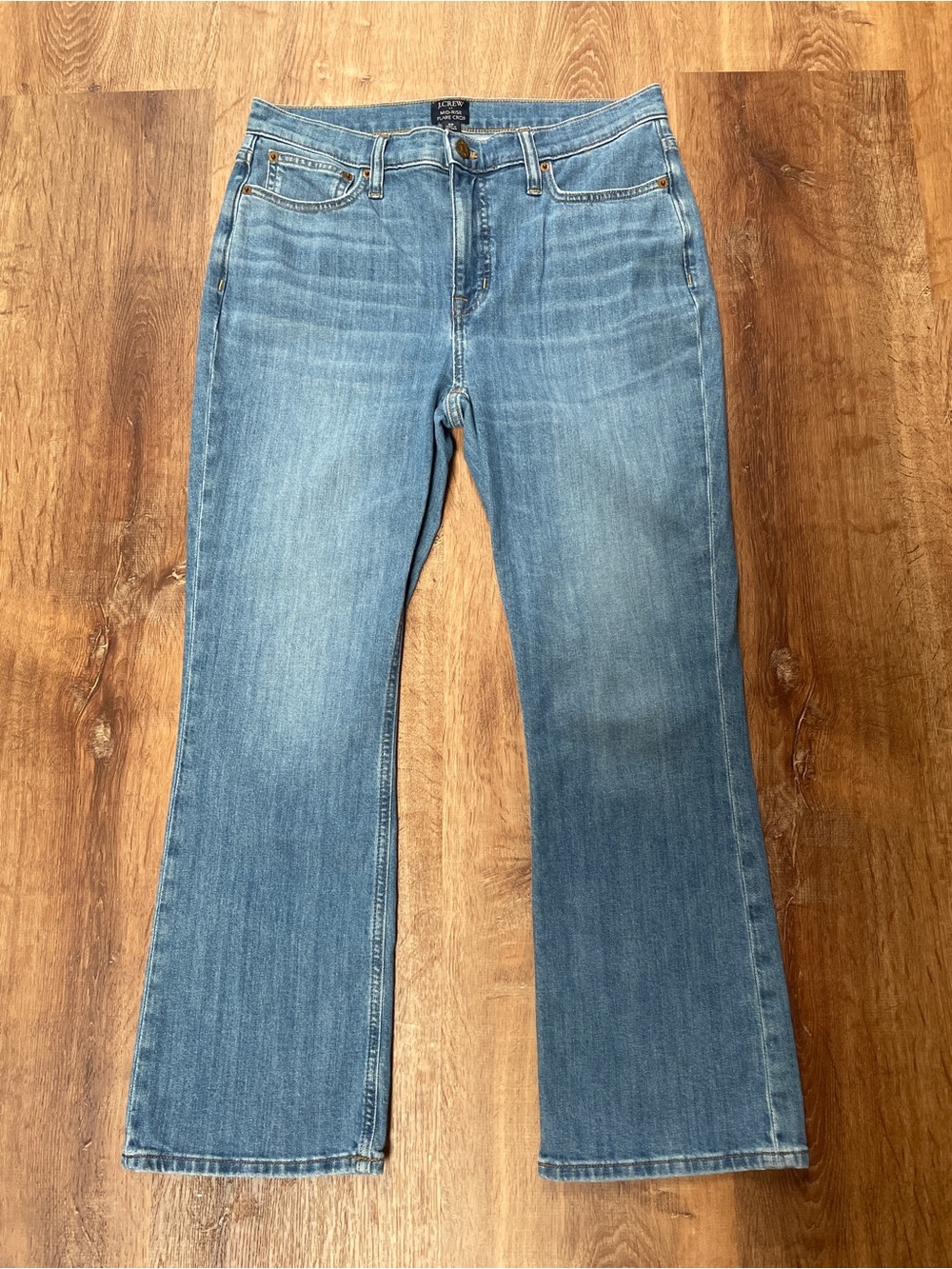 J Crew Womens Mid Rise Flare Cropped Jeans Size 29 Light Blue Wash Preppy